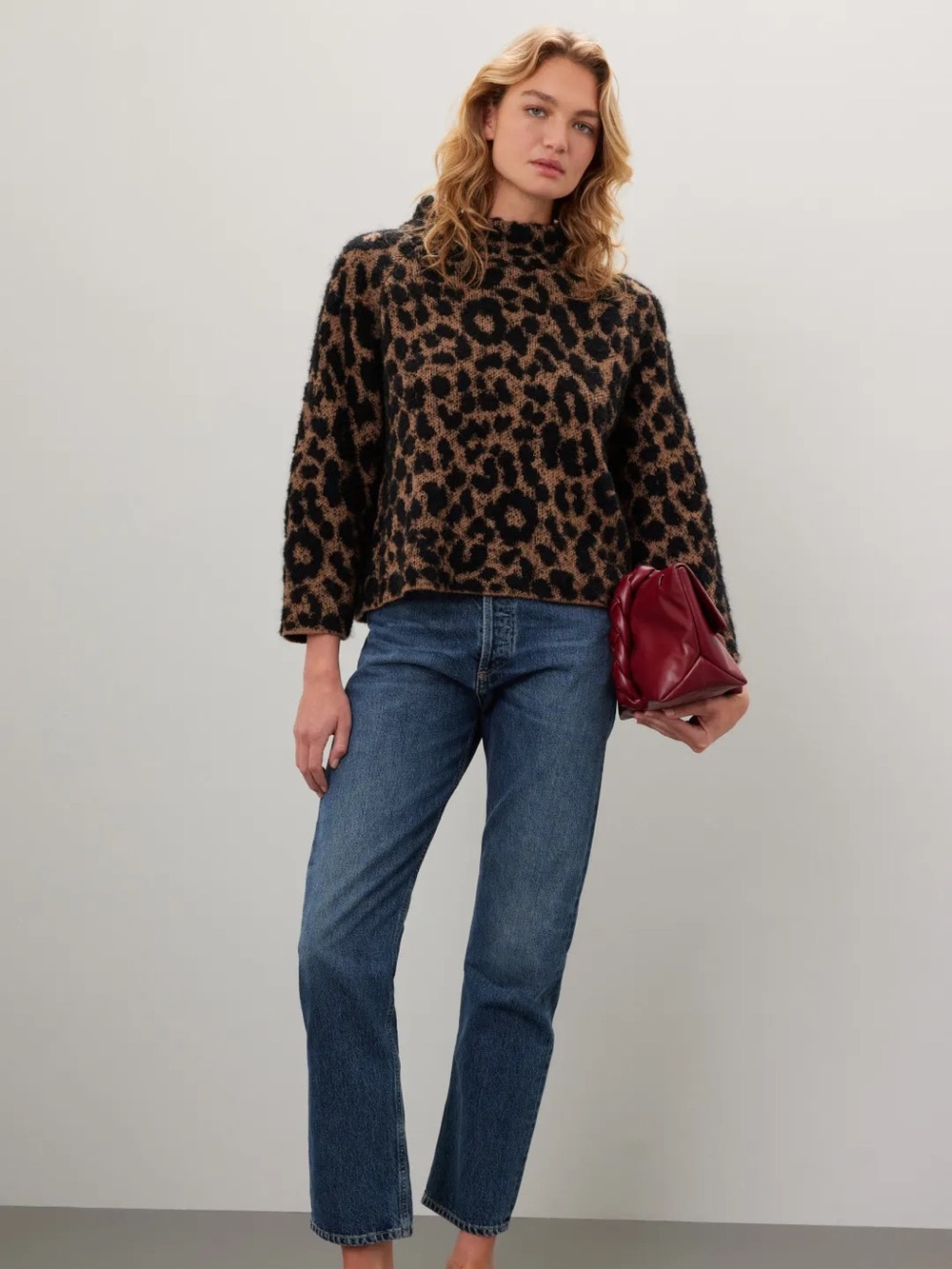 Kate Spade Leopard Mock Neck Sweater